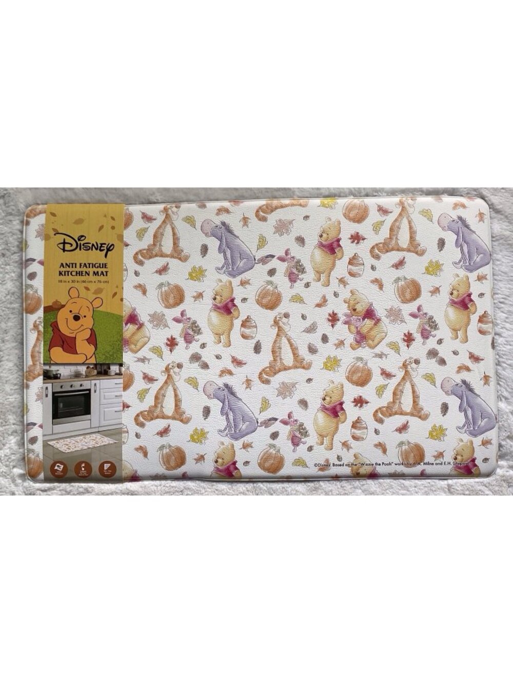 Disney Winnie The Pooh Anti Fatigue Kitchen Mat Rug 18”x30” Fall Pumpkins NEW